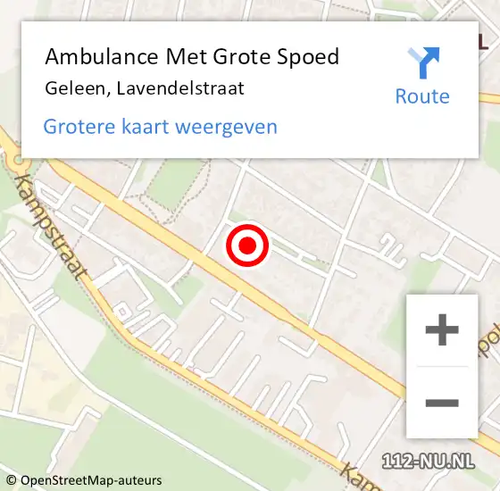 Locatie op kaart van de 112 melding: Ambulance Met Grote Spoed Naar Geleen, Lavendelstraat op 26 juni 2014 17:59