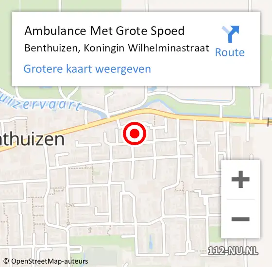 Locatie op kaart van de 112 melding: Ambulance Met Grote Spoed Naar Benthuizen, Koningin Wilhelminastraat op 21 oktober 2021 14:20