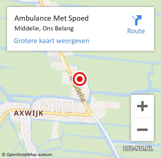 Locatie op kaart van de 112 melding: Ambulance Met Spoed Naar Middelie, Ons Belang op 21 oktober 2021 14:33