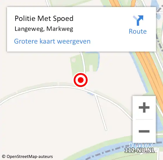 Locatie op kaart van de 112 melding: Politie Met Spoed Naar Langeweg, Markweg op 21 oktober 2021 14:38