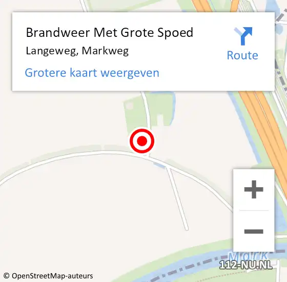 Locatie op kaart van de 112 melding: Brandweer Met Grote Spoed Naar Langeweg, Markweg op 21 oktober 2021 14:40