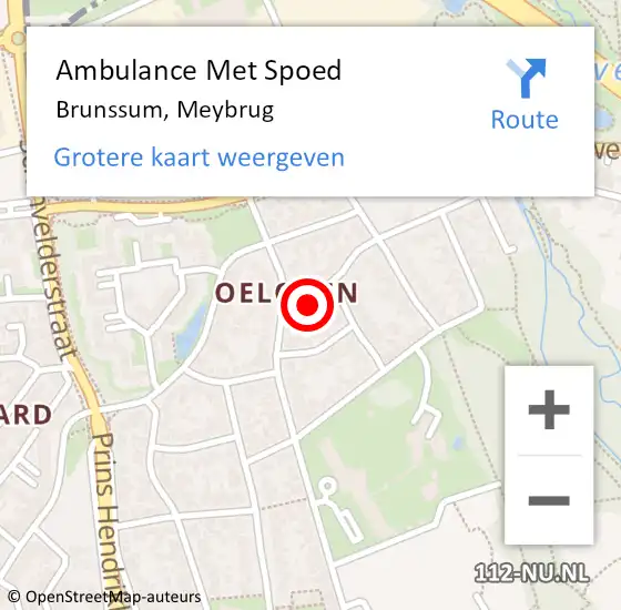 Locatie op kaart van de 112 melding: Ambulance Met Spoed Naar Brunssum, Meybrug op 26 juni 2014 18:04
