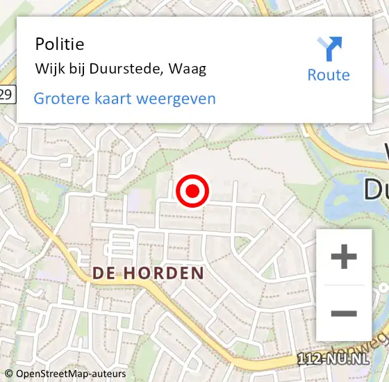 Locatie op kaart van de 112 melding: Politie Wijk bij Duurstede, Waag op 21 oktober 2021 14:55