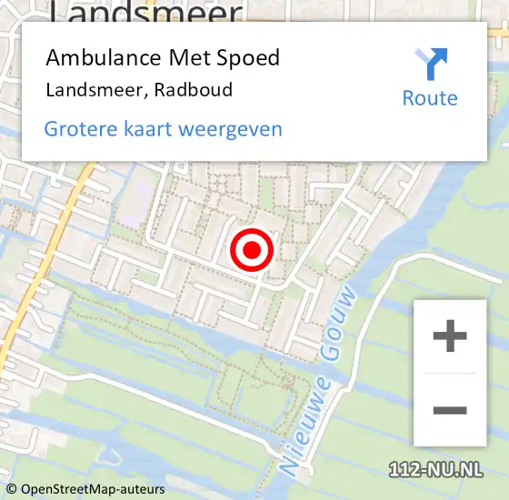 Locatie op kaart van de 112 melding: Ambulance Met Spoed Naar Landsmeer, Radboud op 21 oktober 2021 14:57