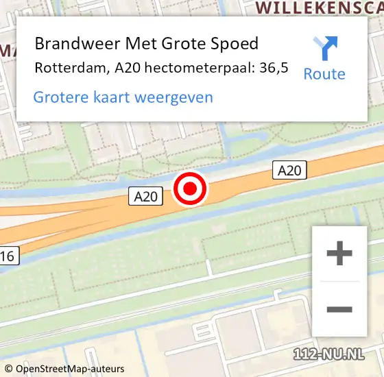 Locatie op kaart van de 112 melding: Brandweer Met Grote Spoed Naar Rotterdam, A20 hectometerpaal: 36,5 op 21 oktober 2021 15:20