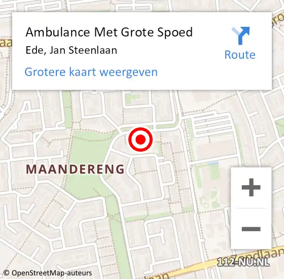 Locatie op kaart van de 112 melding: Ambulance Met Grote Spoed Naar Ede, Jan Steenlaan op 21 oktober 2021 15:21