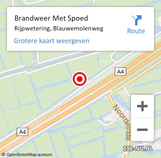 Locatie op kaart van de 112 melding: Brandweer Met Spoed Naar Rijpwetering, Blauwemolenweg op 21 oktober 2021 15:48