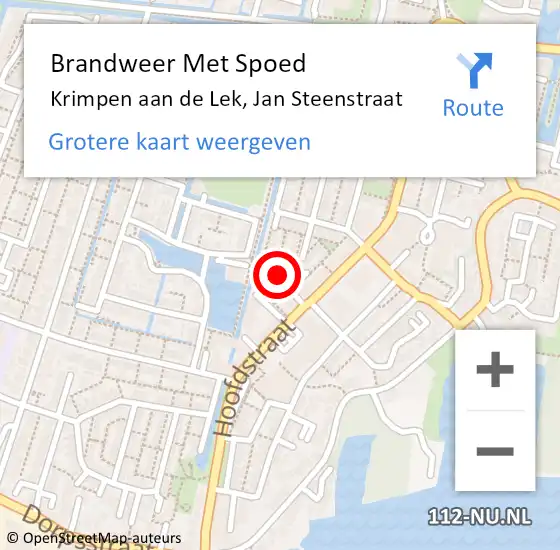 Locatie op kaart van de 112 melding: Brandweer Met Spoed Naar Krimpen aan de Lek, Jan Steenstraat op 21 oktober 2021 15:50