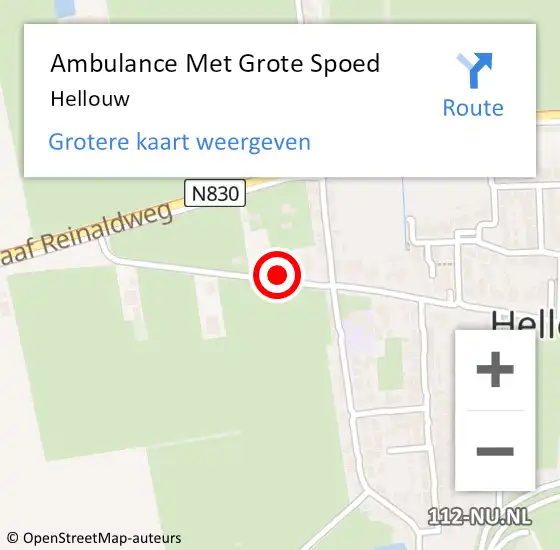 Locatie op kaart van de 112 melding: Ambulance Met Grote Spoed Naar Hellouw op 21 oktober 2021 16:19