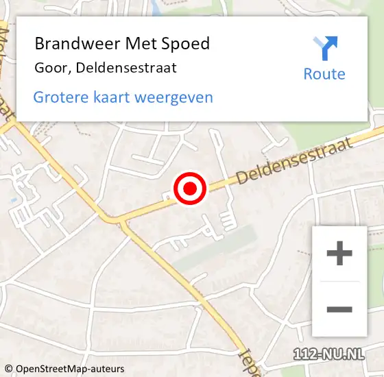 Locatie op kaart van de 112 melding: Brandweer Met Spoed Naar Goor, Deldensestraat op 21 oktober 2021 16:25