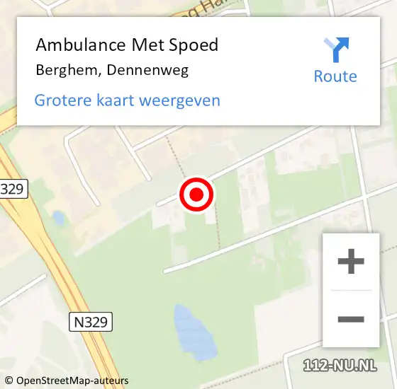 Locatie op kaart van de 112 melding: Ambulance Met Spoed Naar Berghem, Dennenweg op 26 juni 2014 18:25