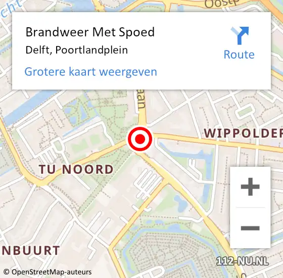 Locatie op kaart van de 112 melding: Brandweer Met Spoed Naar Delft, Poortlandplein op 21 oktober 2021 16:40