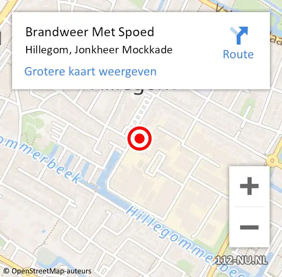 Locatie op kaart van de 112 melding: Brandweer Met Spoed Naar Hillegom, Jonkheer Mockkade op 21 oktober 2021 16:44