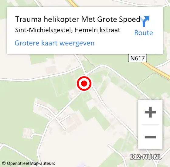 Locatie op kaart van de 112 melding: Trauma helikopter Met Grote Spoed Naar Sint-Michielsgestel, Hemelrijkstraat op 21 oktober 2021 17:25