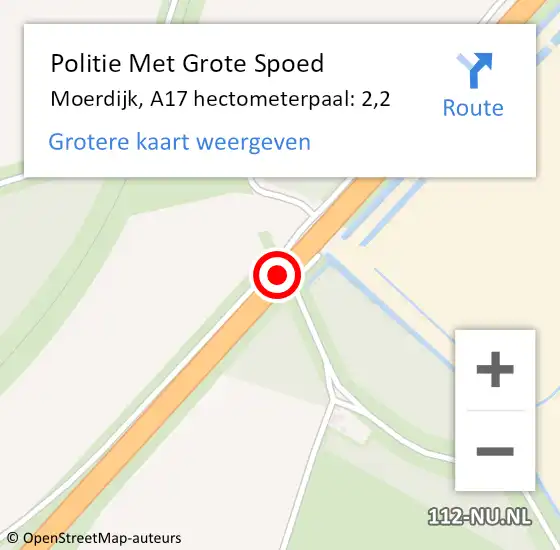 Locatie op kaart van de 112 melding: Politie Met Grote Spoed Naar Moerdijk, A17 hectometerpaal: 2,2 op 21 oktober 2021 17:33