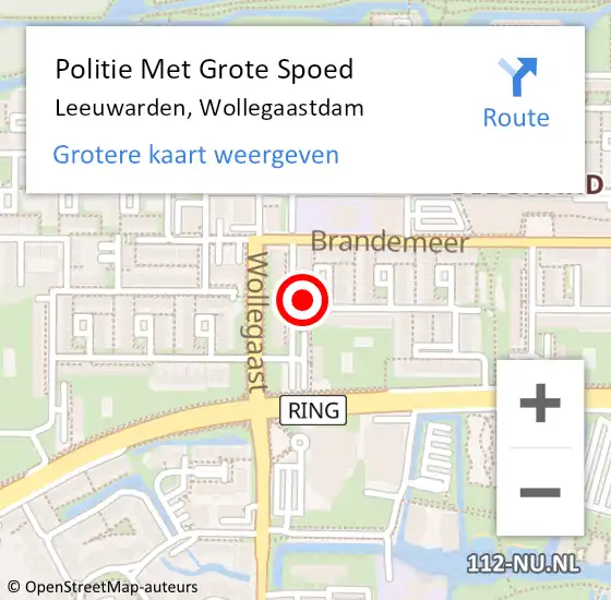 Locatie op kaart van de 112 melding: Politie Met Grote Spoed Naar Leeuwarden, Wollegaastdam op 21 oktober 2021 17:35