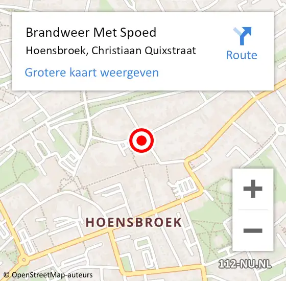 Locatie op kaart van de 112 melding: Brandweer Met Spoed Naar Hoensbroek, Christiaan Quixstraat op 21 oktober 2021 17:36