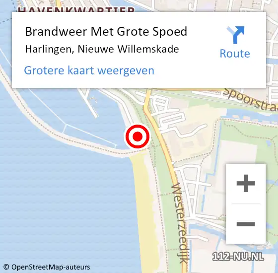 Locatie op kaart van de 112 melding: Brandweer Met Grote Spoed Naar Harlingen, Nieuwe Willemskade op 21 oktober 2021 17:49