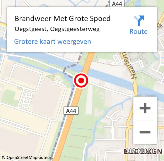 Locatie op kaart van de 112 melding: Brandweer Met Grote Spoed Naar Oegstgeest, Oegstgeesterweg op 26 juni 2014 18:38