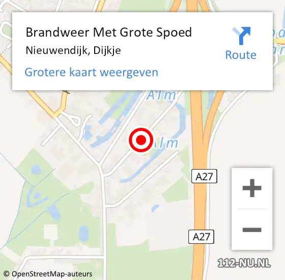 Locatie op kaart van de 112 melding: Brandweer Met Grote Spoed Naar Nieuwendijk, Dijkje op 21 oktober 2021 18:08