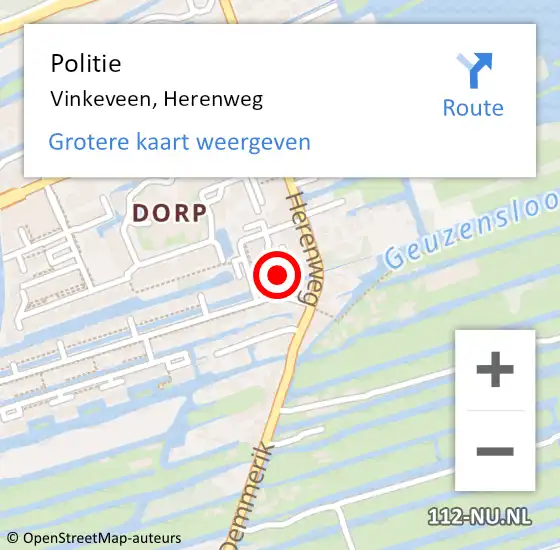 Locatie op kaart van de 112 melding: Politie Vinkeveen, Herenweg op 21 oktober 2021 19:11