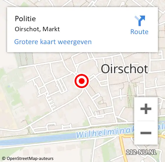 Locatie op kaart van de 112 melding: Politie Oirschot, Markt op 21 oktober 2021 19:13