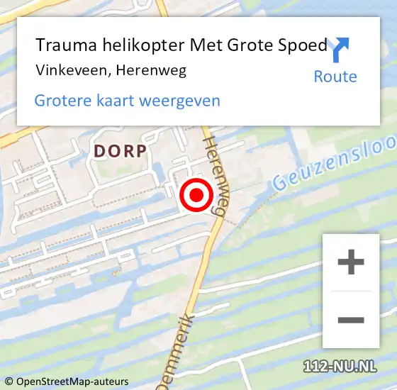 Locatie op kaart van de 112 melding: Trauma helikopter Met Grote Spoed Naar Vinkeveen, Herenweg op 21 oktober 2021 19:17