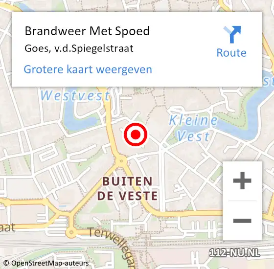 Locatie op kaart van de 112 melding: Brandweer Met Spoed Naar Goes, v.d.Spiegelstraat op 21 oktober 2021 19:33