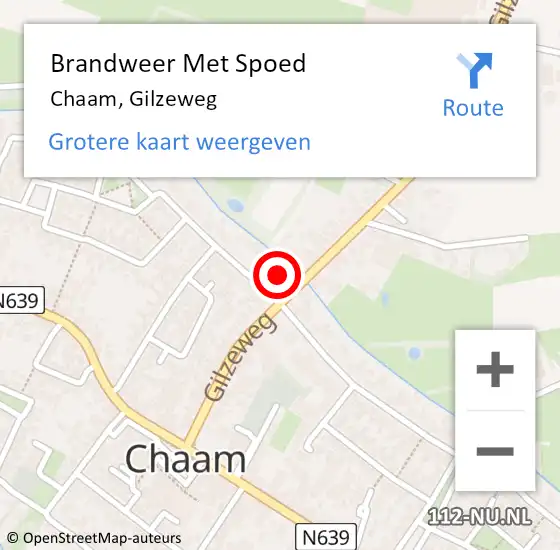 Locatie op kaart van de 112 melding: Brandweer Met Spoed Naar Chaam, Gilzeweg op 21 oktober 2021 19:38