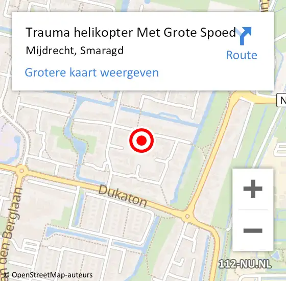 Locatie op kaart van de 112 melding: Trauma helikopter Met Grote Spoed Naar Mijdrecht, Smaragd op 21 oktober 2021 19:46