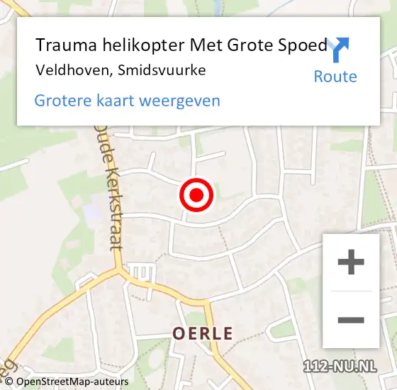 Locatie op kaart van de 112 melding: Trauma helikopter Met Grote Spoed Naar Veldhoven, Smidsvuurke op 21 oktober 2021 19:58
