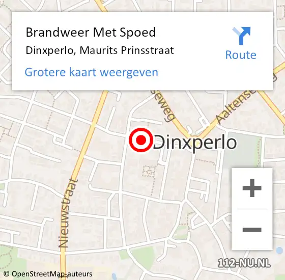 Locatie op kaart van de 112 melding: Brandweer Met Spoed Naar Dinxperlo, Maurits Prinsstraat op 21 oktober 2021 20:04