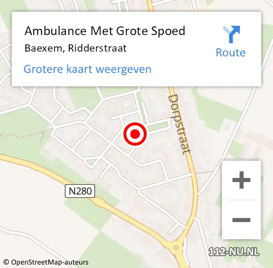 Locatie op kaart van de 112 melding: Ambulance Met Grote Spoed Naar Baexem, Ridderstraat op 21 oktober 2021 20:46