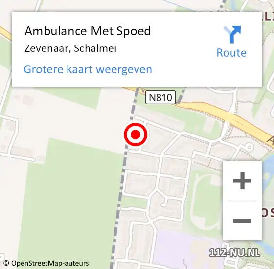 Locatie op kaart van de 112 melding: Ambulance Met Spoed Naar Zevenaar, Schalmei op 26 juni 2014 19:01