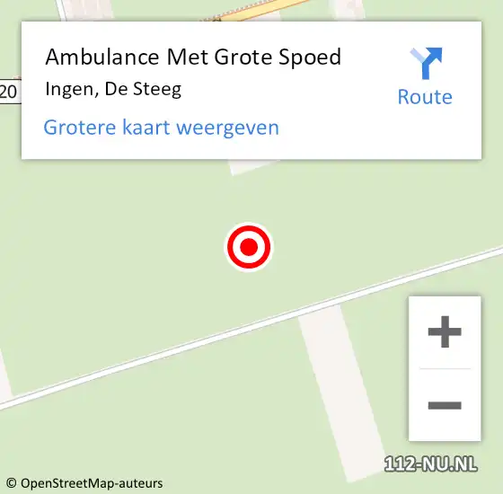 Locatie op kaart van de 112 melding: Ambulance Met Grote Spoed Naar Ingen, De Steeg op 21 oktober 2021 21:07