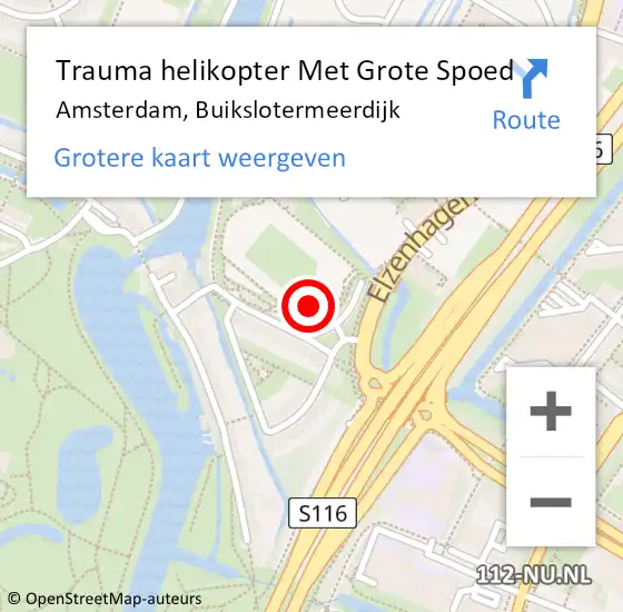 Locatie op kaart van de 112 melding: Trauma helikopter Met Grote Spoed Naar Amsterdam, Buikslotermeerdijk op 21 oktober 2021 21:16