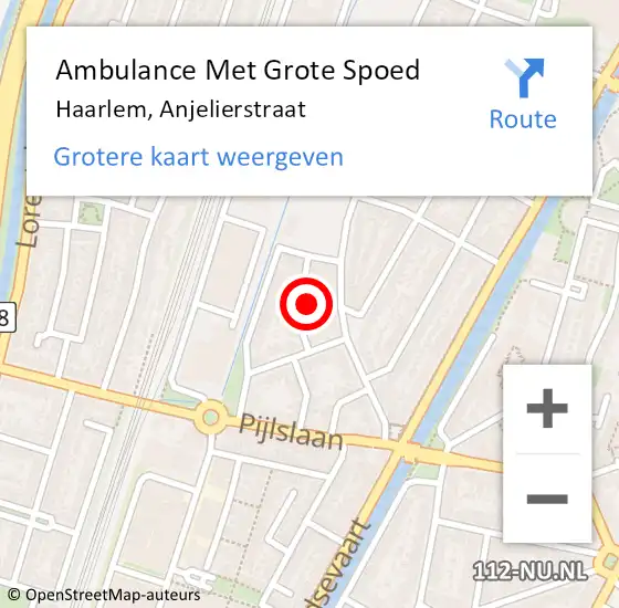 Locatie op kaart van de 112 melding: Ambulance Met Grote Spoed Naar Haarlem, Anjelierstraat op 21 oktober 2021 21:38