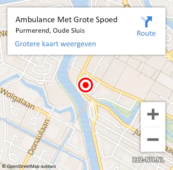 Locatie op kaart van de 112 melding: Ambulance Met Grote Spoed Naar Purmerend, Oude Sluis op 21 oktober 2021 21:43