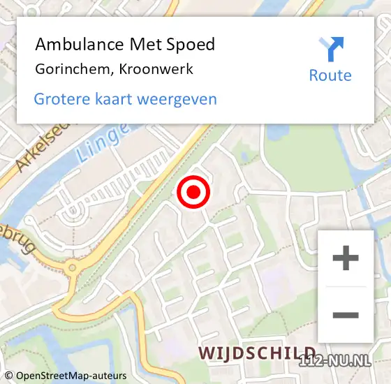 Locatie op kaart van de 112 melding: Ambulance Met Spoed Naar Gorinchem, Kroonwerk op 21 oktober 2021 22:53