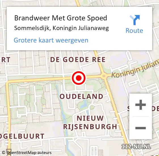 Locatie op kaart van de 112 melding: Brandweer Met Grote Spoed Naar Sommelsdijk, Koningin Julianaweg op 26 juni 2014 19:11