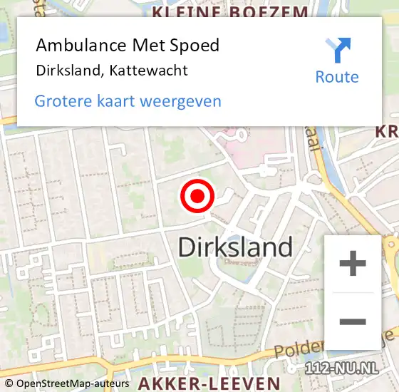 Locatie op kaart van de 112 melding: Ambulance Met Spoed Naar Dirksland, Kattewacht op 21 oktober 2021 23:24