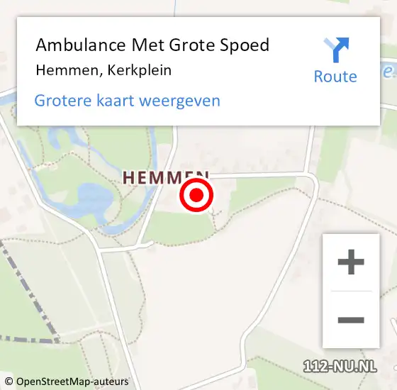 Locatie op kaart van de 112 melding: Ambulance Met Grote Spoed Naar Hemmen, Kerkplein op 21 oktober 2021 23:46