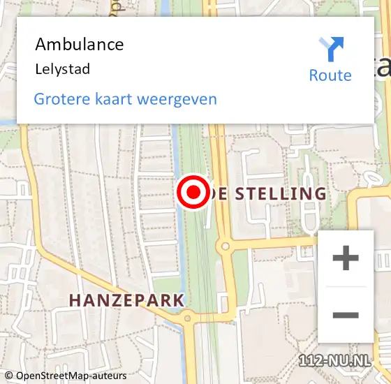 Locatie op kaart van de 112 melding: Ambulance Lelystad op 21 oktober 2021 23:49