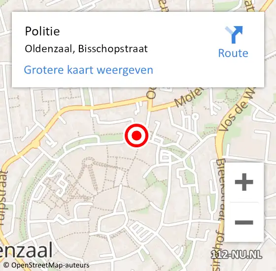 Locatie op kaart van de 112 melding: Politie Oldenzaal, Bisschopstraat op 22 oktober 2021 00:05