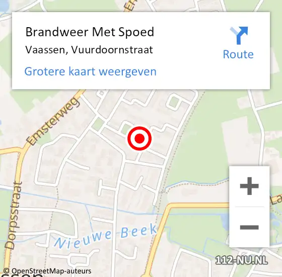 Locatie op kaart van de 112 melding: Brandweer Met Spoed Naar Vaassen, Vuurdoornstraat op 22 oktober 2021 00:11