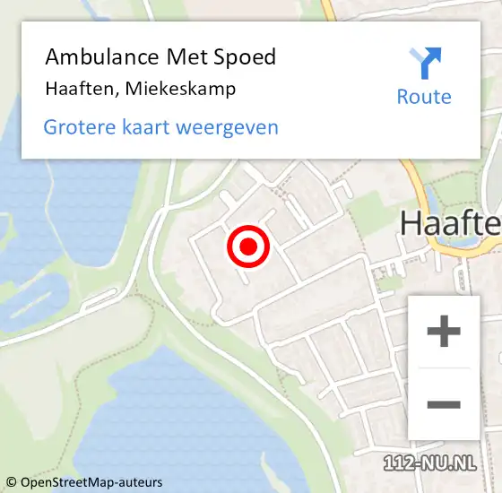 Locatie op kaart van de 112 melding: Ambulance Met Spoed Naar Haaften, Miekeskamp op 22 oktober 2021 00:39