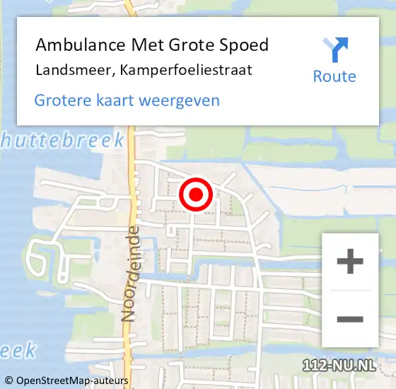 Locatie op kaart van de 112 melding: Ambulance Met Grote Spoed Naar Landsmeer, Kamperfoeliestraat op 22 oktober 2021 00:58