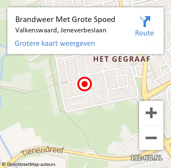 Locatie op kaart van de 112 melding: Brandweer Met Grote Spoed Naar Valkenswaard, Jeneverbeslaan op 22 oktober 2021 01:00