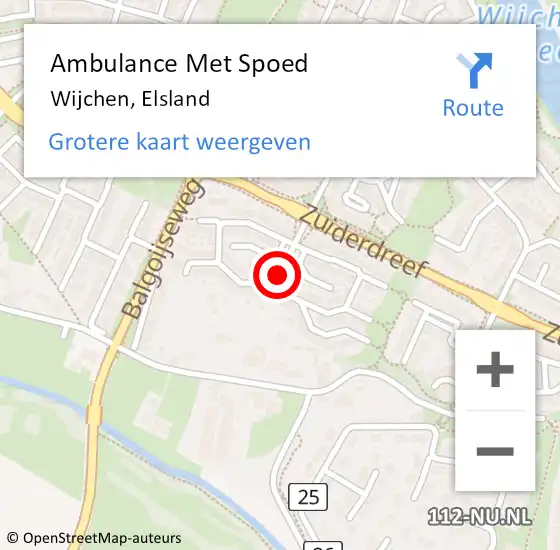 Locatie op kaart van de 112 melding: Ambulance Met Spoed Naar Wijchen, Elsland op 22 oktober 2021 01:22