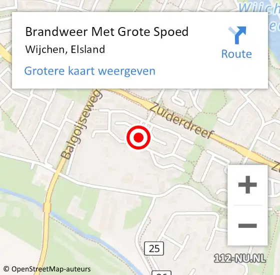 Locatie op kaart van de 112 melding: Brandweer Met Grote Spoed Naar Wijchen, Elsland op 22 oktober 2021 01:37